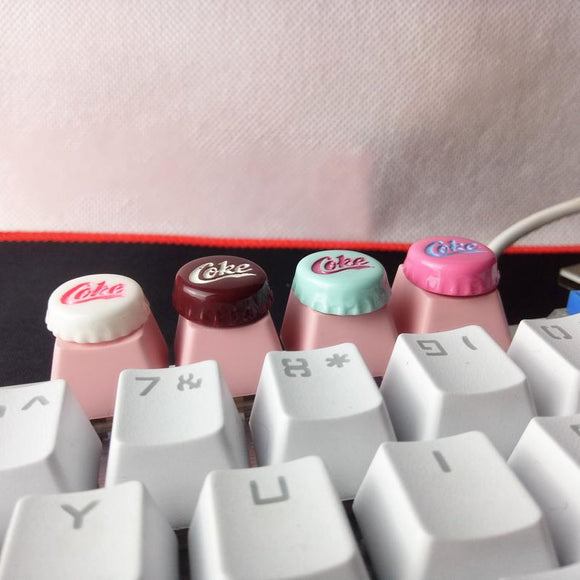 Pink cute keycap mechanical keyboard cola bottle cap keycap set girl gift customizable color OEM keyboard cherry MX switch ESC R4 row