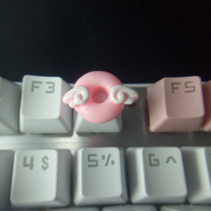 Pink cute keycap mechanical keyboard wings donut keycap set girl gift customizable color OEM keyboard cherry MX switch ESC R4 row