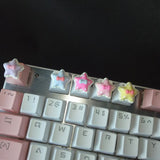 Pink star keycap set customizable color OEM cherry MX switch ESC R4 row