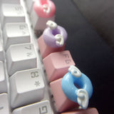 Pink cute keycap mechanical keyboard wings donut keycap set girl gift customizable color OEM keyboard cherry MX switch ESC R4 row