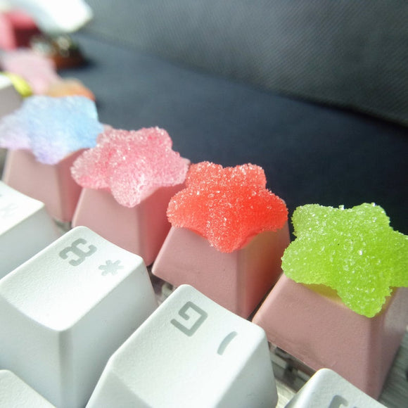 Pink cute keycap mechanical keyboard star candy keycap set girl gift customizable color OEM keyboard cherry MX switch ESC R4 row