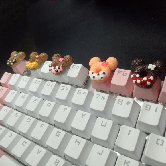Pink handmade cute Biscuits keycaps are suitable for most cherry MX (+) axis mechanical keyboard ESC R4 keycaps set