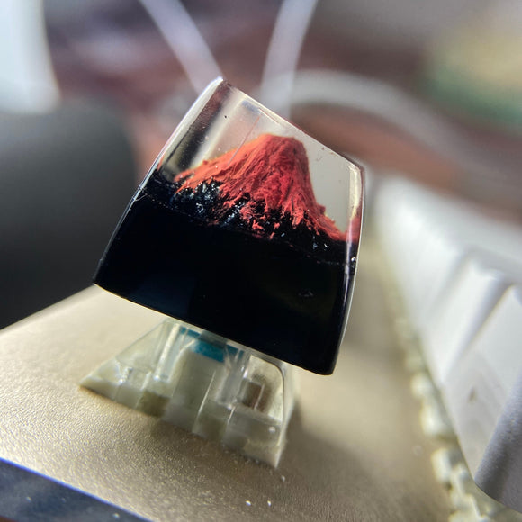 Suitable for cherry R1 keycaps or esc keycaps resin keycaps volcano  mountain Red Mount customized keycaps personalized keycaps SA