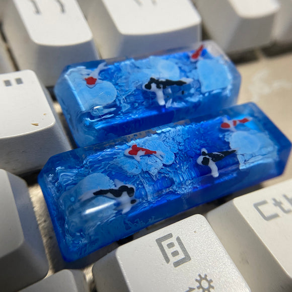 Suitable for cherry esc/spacebar/entr blue keycap handmade koi resin keycap craftsman keycap gift boy OEM keyboard customized keycap